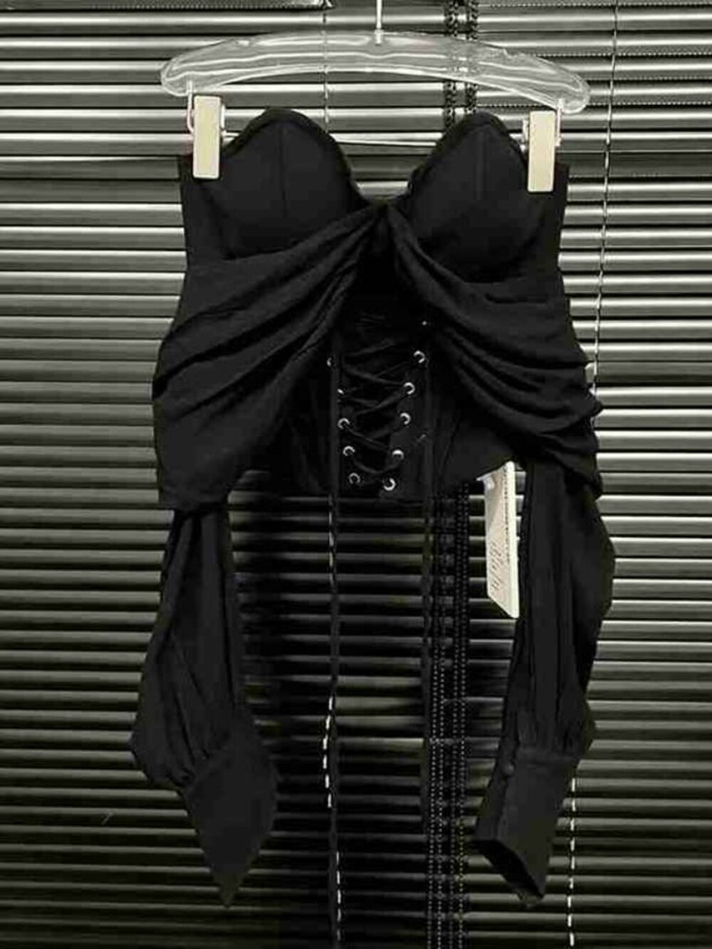 Black Bow Tie Corset Top